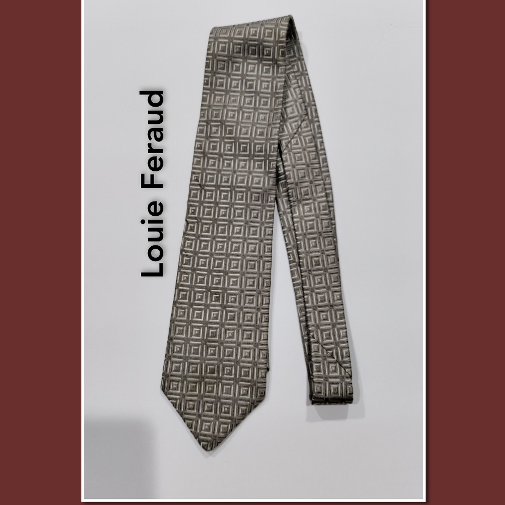 Feraud Louie Feraud men's tan square pattern neck tie